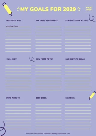 Edit a New Years Resolution template