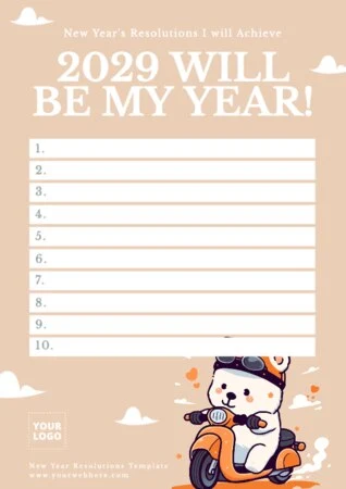 Edit a New Years Resolution template