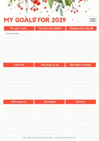 Edit a New Years Resolution template