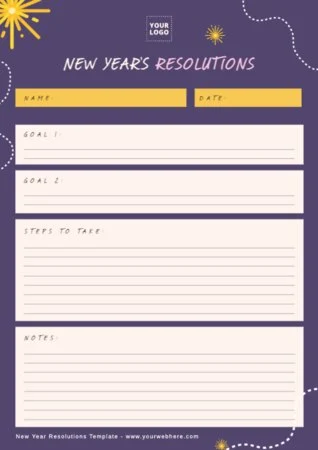 Edit a New Years Resolution template