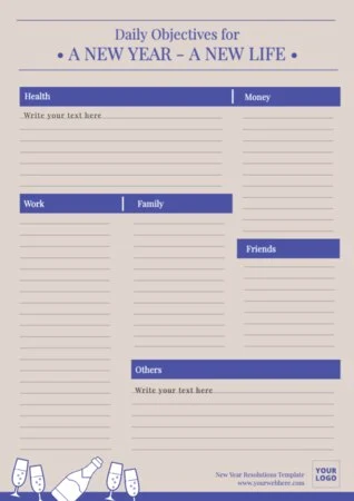 Edit a New Years Resolution template