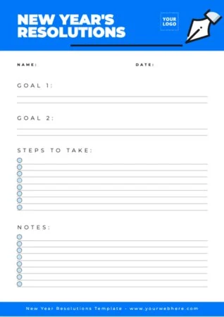 Edit a New Years Resolution template