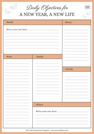 Edit a New Years Resolution template