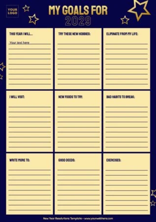 Edit a New Years Resolution template