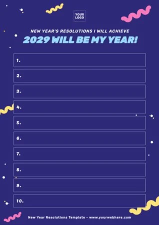 Edit a New Years Resolution template