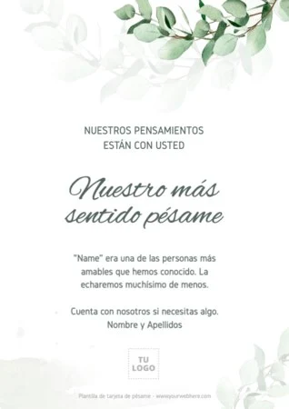 Edita una tarjeta de pésame