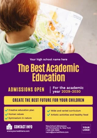 Edit an admission open school banner