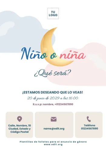 Edita una tarjeta de Gender Reveal