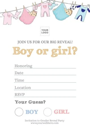 Edit a Gender Reveal party card