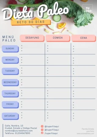 Edita una plantilla de dietas