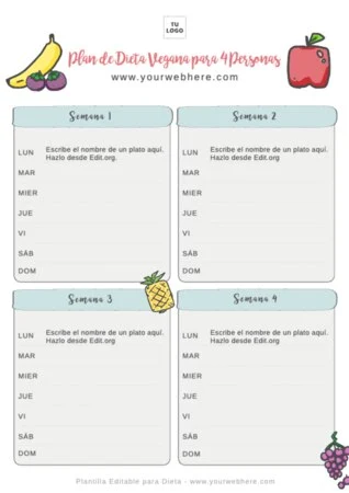 Edita una plantilla de dietas