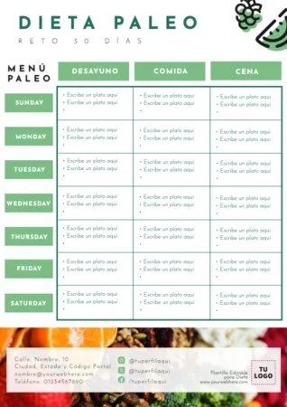 Edita una plantilla de dietas