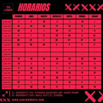 Edita tu horario de gimnasio