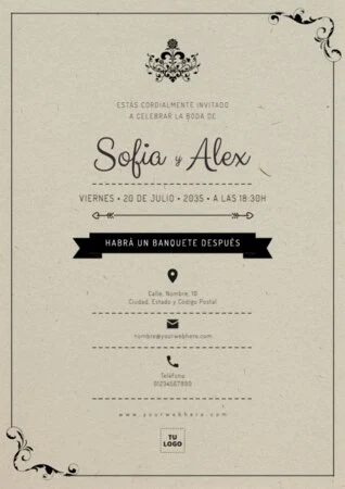 Edita una invitación rústica