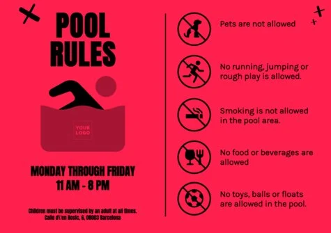 Edit a sign for swimming pool rules