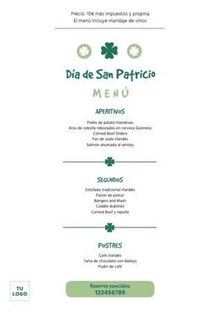 Edita un menú de San Patricio