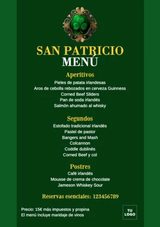 Edita un menú de San Patricio