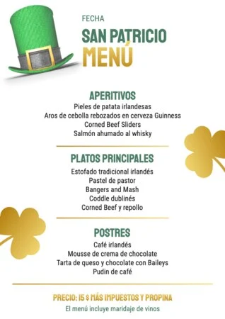 Edita un menú de San Patricio