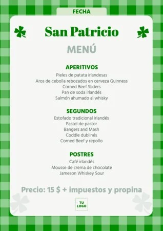 Edita un menú de San Patricio
