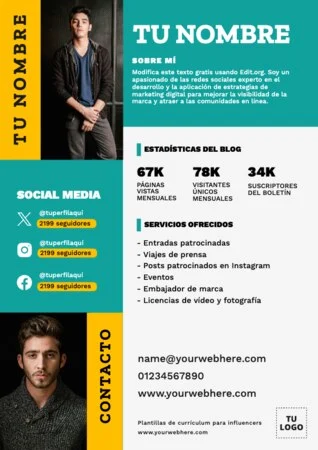 Edita un CV de Influencer