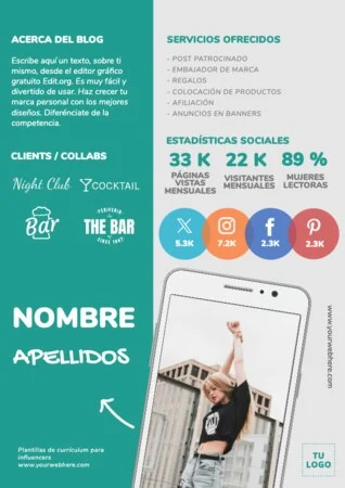 Edita un CV de Influencer