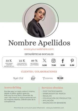 Edita un CV de Influencer