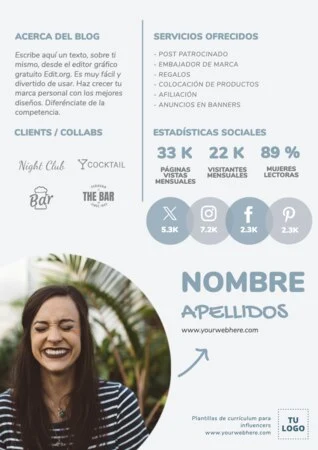 Edita un CV de Influencer