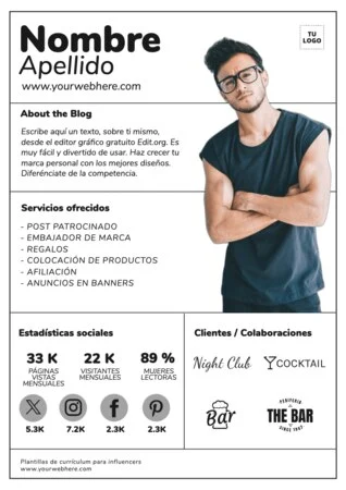 Edita un CV de Influencer