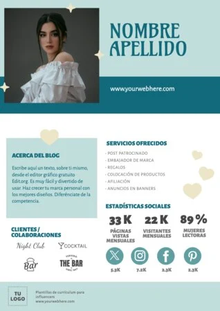 Edita un CV de Influencer