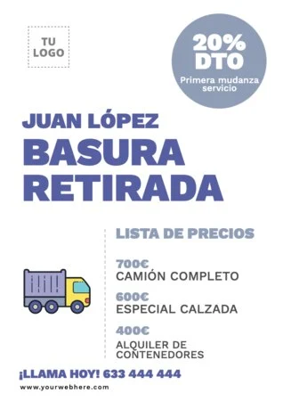 Editar una plantilla para retirada de trastos