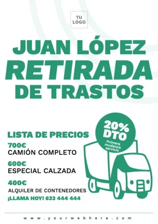 Editar una plantilla para retirada de trastos