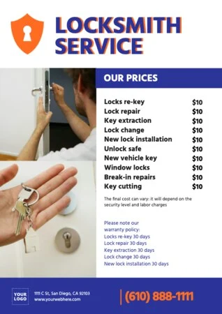 Edit a design for locksmith services