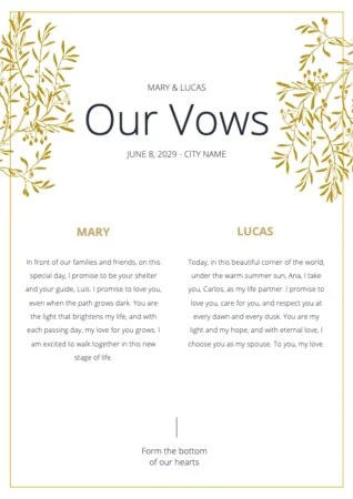 Edit a Marriage Vows example