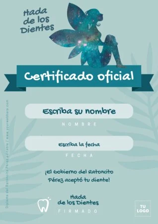 Edita un certificado del Hada de Dientes