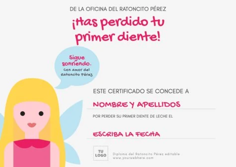 Edita un certificado del Hada de Dientes