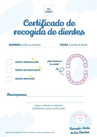 Edita un certificado del Hada de Dientes