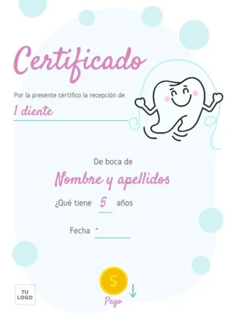 Edita un certificado del Hada de Dientes
