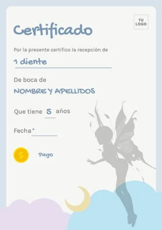 Edita un certificado del Hada de Dientes