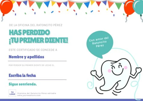 Edita un certificado del Hada de Dientes