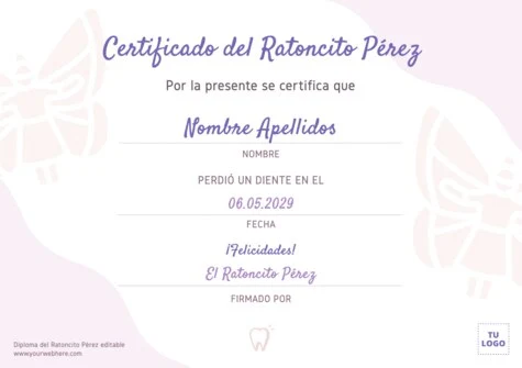 Edita un certificado del Hada de Dientes