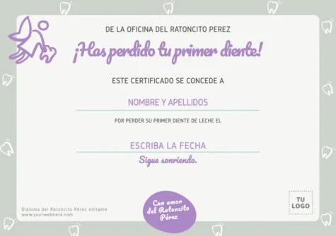 Edita un certificado del Hada de Dientes