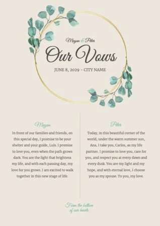 Edit a Marriage Vows example