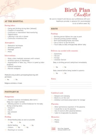 Edit a Birth Plan