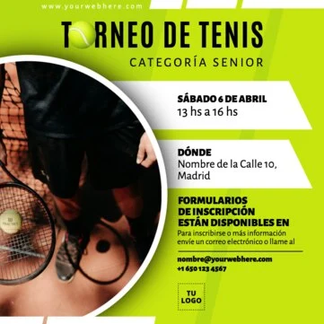 Edita un cartel para tu club de Tenis