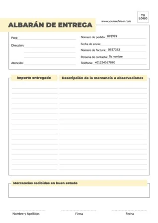 Edita una plantilla de albarán gratis