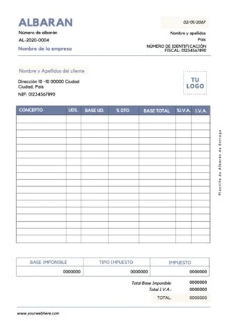 Edita una plantilla de albarán gratis