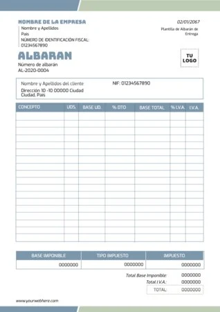 Edita una plantilla de albarán gratis