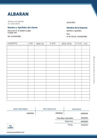 Edita una plantilla de albarán gratis