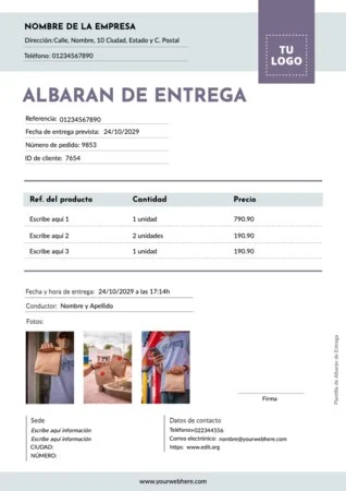 Edita una plantilla de albarán gratis