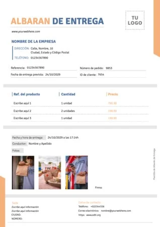 Edita una plantilla de albarán gratis